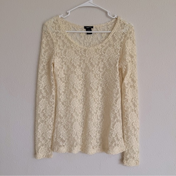Rue21 Cream Lace Long Sleeve Top - Picture 5 of 5
